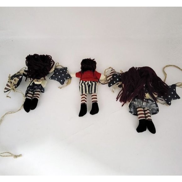 Vintage Raggedy Ann and Raggedy Andy 'God Bless America' Hanging decor - Patriot - Picture 5 of 6